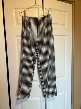 Zara Black & White Gingham Cropped Pants